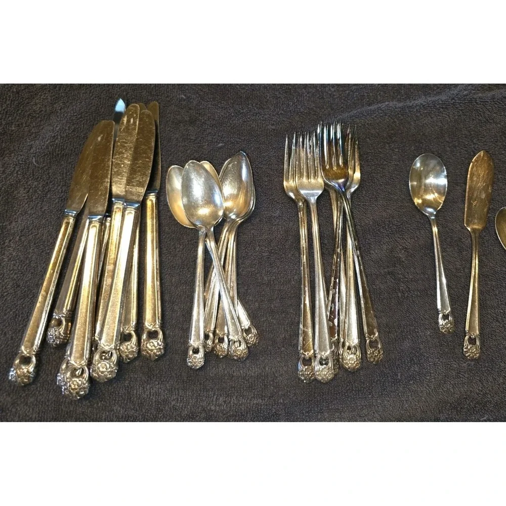 Silver plate 1847 Rogers Bros Eternally Yours 50 Pc Set Butter Knife Sugar Spoon